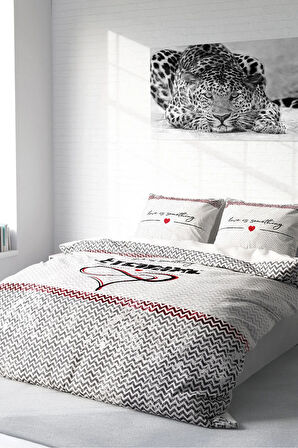 Lastikli Çarşaflı %100 Pamuk Saten Çift Kişilik Nevresim Takımı Eternal