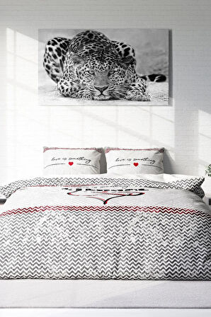 Lastikli Çarşaflı %100 Pamuk Saten Çift Kişilik Nevresim Takımı Eternal