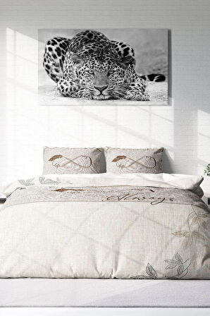 Lastikli Çarşaflı %100 Pamuk Saten Çift Kişilik Nevresim Takımı Sonsuzluk