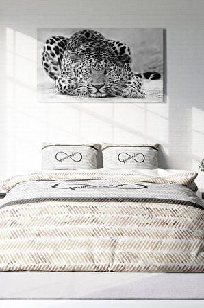 Lastikli Çarşaflı %100 Pamuk Saten Çift Kişilik Nevresim Takımı Infinity