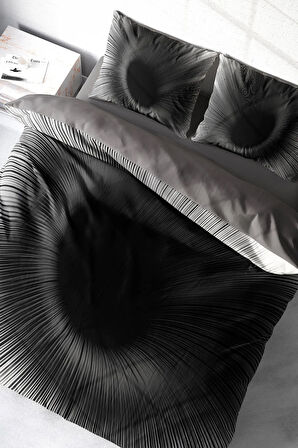 Lastikli Çarşaflı %100 Pamuk Saten Çift Kişilik Nevresim Takımı Gray Wortex