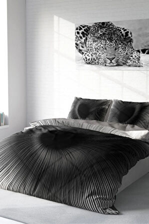 Lastikli Çarşaflı %100 Pamuk Saten Çift Kişilik Nevresim Takımı Gray Wortex