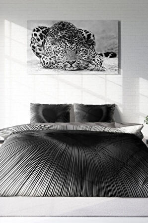 Lastikli Çarşaflı %100 Pamuk Saten Çift Kişilik Nevresim Takımı Gray Wortex