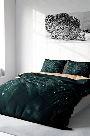 Lastikli Çarşaflı %100 Pamuk Saten Çift Kişilik Nevresim Takımı Drop Leave