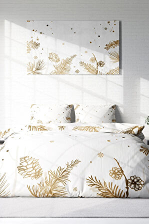 Lastikli Çarşaflı %100 Pamuk Saten Çift Kişilik Nevresim Takımı Soft