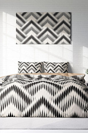 Lastikli Çarşaflı %100 Pamuk Saten Çift Kişilik Nevresim Takımı Örgü1