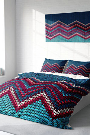 Lastikli Çarşaflı %100 Pamuk Saten Çift Kişilik Nevresim Takımı Örgü