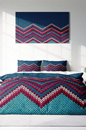 Lastikli Çarşaflı %100 Pamuk Saten Çift Kişilik Nevresim Takımı Örgü