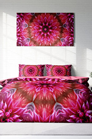 Lastikli Çarşaflı %100 Pamuk Saten Çift Kişilik Nevresim Takımı Mandala 2