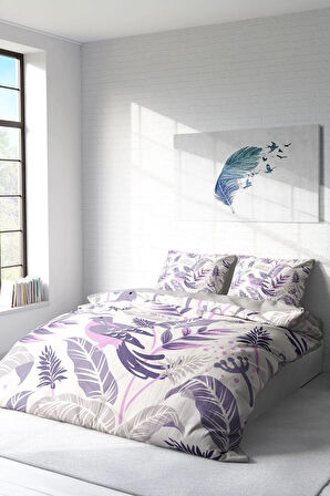 Lastikli Çarşaflı %100 Pamuk Saten Çift Kişilik Nevresim Takımı GrayPink