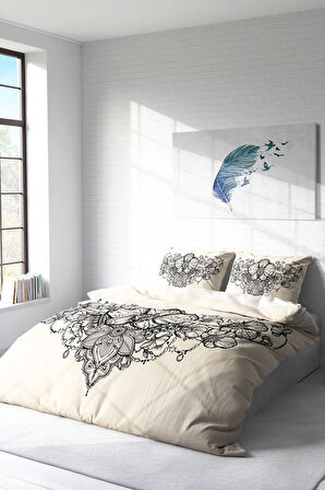 Lastikli Çarşaflı %100 Pamuk Saten Çift Kişilik Nevresim Takımı Gray Lines