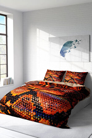 Lastikli Çarşaflı %100 Pamuk Saten Çift Kişilik Nevresim Takımı SnakeCharmer