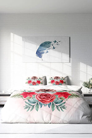 Lastikli Çarşaflı %100 Pamuk Saten Çift Kişilik Nevresim Takımı Cone