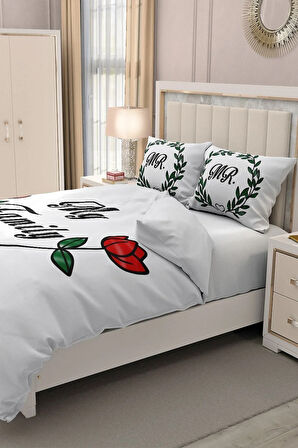 Çift Kişilik ( Lastikli Çarşaflı ) %100 Pamuk Saten Nevresim Takımı We Are Family