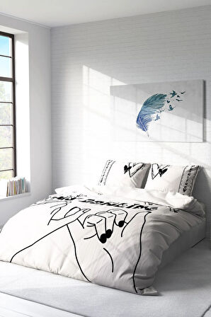 Lastikli Çarşaflı %100 Pamuk Saten Çift Kişilik Nevresim Takımı Darling