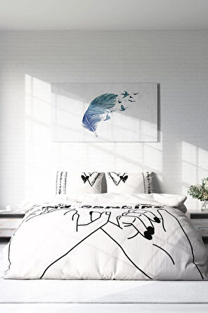 Lastikli Çarşaflı %100 Pamuk Saten Çift Kişilik Nevresim Takımı Darling