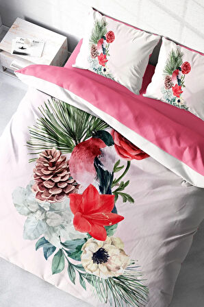 Çift Kişilik ( Lastikli Çarşaflı ) %100 Pamuk Saten Nevresim Takımı Small Birdy