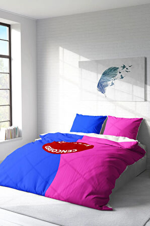 Lastikli Çarşaflı %100 Pamuk Saten Çift Kişilik Nevresim Takımı Couple Area