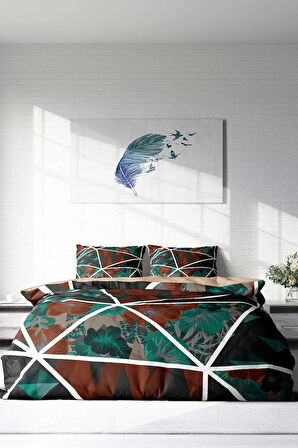 Lastikli Çarşaflı %100 Pamuk Saten Çift Kişilik Nevresim Takımı Dark Flowers