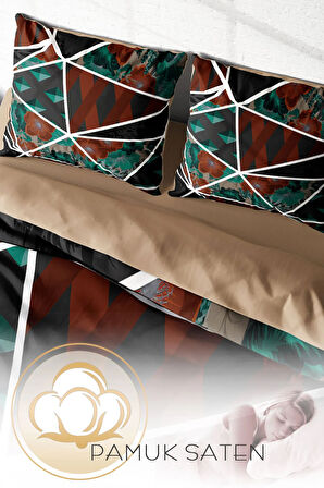 Lastikli Çarşaflı %100 Pamuk Saten Çift Kişilik Nevresim Takımı Dark Flowers