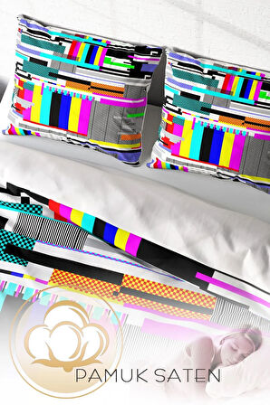 Lastikli Çarşaflı %100 Pamuk Saten Çift Kişilik Nevresim Takımı No Signal