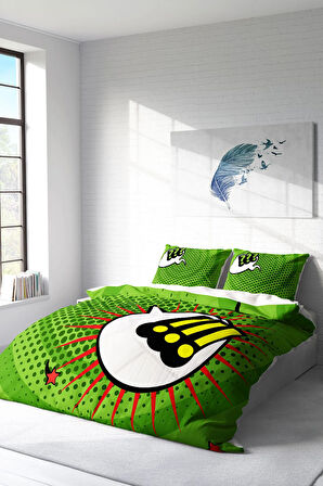 Lastikli Çarşaflı %100 Pamuk Saten Çift Kişilik Nevresim Takımı Attention Please