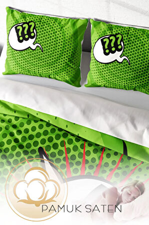 Lastikli Çarşaflı %100 Pamuk Saten Çift Kişilik Nevresim Takımı Attention Please