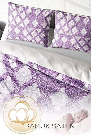 Lastikli Çarşaflı %100 Pamuk Saten Çift Kişilik Nevresim Takımı Osmanlı Motifleri VIII