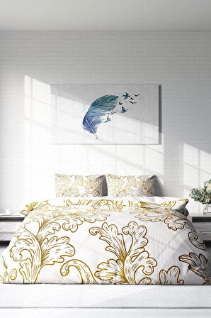 Lastikli Çarşaflı %100 Pamuk Saten Çift Kişilik Nevresim Takımı Osmanlı VII