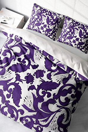 Lastikli Çarşaflı %100 Pamuk Saten Çift Kişilik Nevresim Takımı Osmanlı Motifleri II