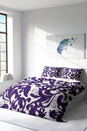 Lastikli Çarşaflı %100 Pamuk Saten Çift Kişilik Nevresim Takımı Osmanlı Motifleri II