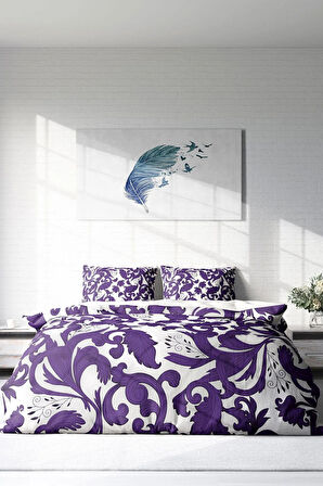 Lastikli Çarşaflı %100 Pamuk Saten Çift Kişilik Nevresim Takımı Osmanlı Motifleri II