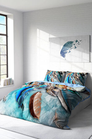 Lastikli Çarşaflı %100 Pamuk Saten Çift Kişilik Nevresim Takımı Mystery