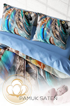 Lastikli Çarşaflı %100 Pamuk Saten Çift Kişilik Nevresim Takımı Mystery
