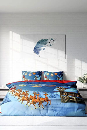 Lastikli Çarşaflı %100 Pamuk Saten Çift Kişilik Nevresim Takımı NY Wish