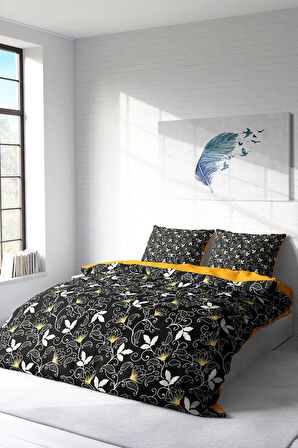 Lastikli Çarşaflı %100 Pamuk Saten Çift Kişilik Nevresim Takımı Serenity