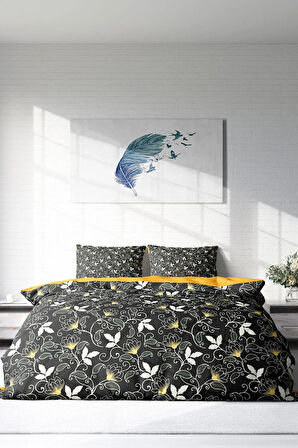 Lastikli Çarşaflı %100 Pamuk Saten Çift Kişilik Nevresim Takımı Serenity