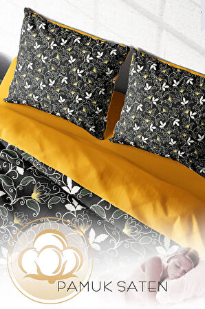 Lastikli Çarşaflı %100 Pamuk Saten Çift Kişilik Nevresim Takımı Serenity