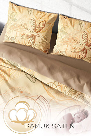 Çift Kişilik ( Lastikli Çarşaflı ) %100 Pamuk Saten Nevresim Takımı Yusufçuk