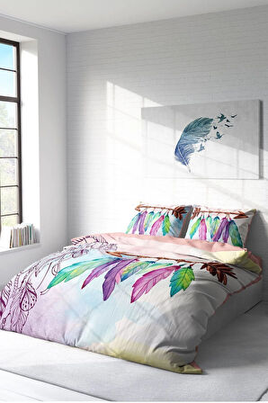 Lastikli Çarşaflı %100 Pamuk Saten Çift Kişilik Nevresim Takımı Sleep