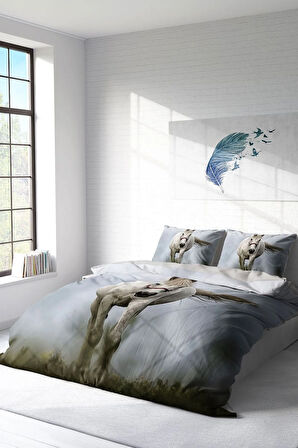 Lastikli Çarşaflı %100 Pamuk Saten Çift Kişilik Nevresim Takımı Rebel Horse