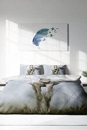 Lastikli Çarşaflı %100 Pamuk Saten Çift Kişilik Nevresim Takımı Rebel Horse