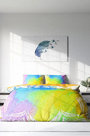 Lastikli Çarşaflı %100 Pamuk Saten Çift Kişilik Nevresim Takımı Energy Of Colors