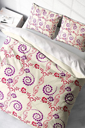 Lastikli Çarşaflı %100 Pamuk Saten Çift Kişilik Nevresim Takımı Purple Hypnosis