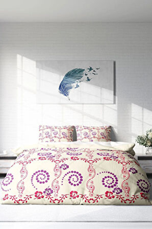 Çift Kişilik ( Lastikli Çarşaflı ) %100 Pamuk Saten Nevresim Takımı Purple Hypnosis