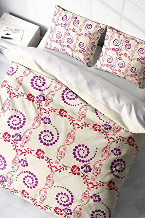 Çift Kişilik ( Lastikli Çarşaflı ) %100 Pamuk Saten Nevresim Takımı Purple Hypnosis