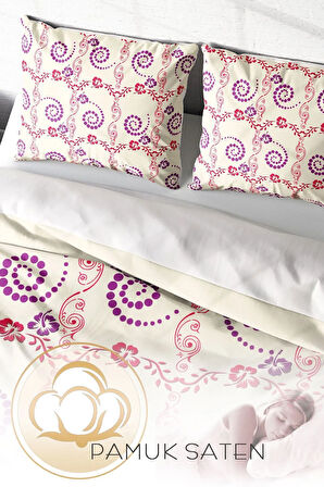 Çift Kişilik ( Lastikli Çarşaflı ) %100 Pamuk Saten Nevresim Takımı Purple Hypnosis
