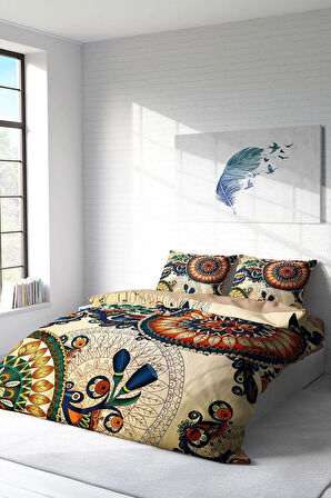 Lastikli Çarşaflı %100 Pamuk Saten Çift Kişilik Nevresim Takımı Authentic