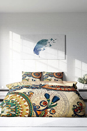 Lastikli Çarşaflı %100 Pamuk Saten Çift Kişilik Nevresim Takımı Authentic