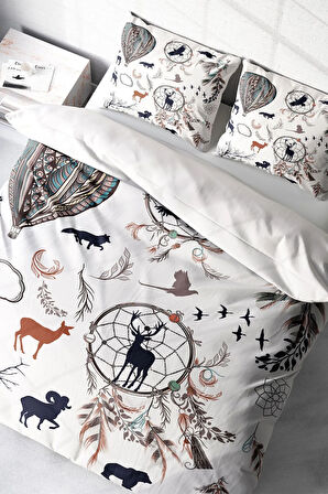 Lastikli Çarşaflı %100 Pamuk Saten Çift Kişilik Nevresim Takımı Calmness